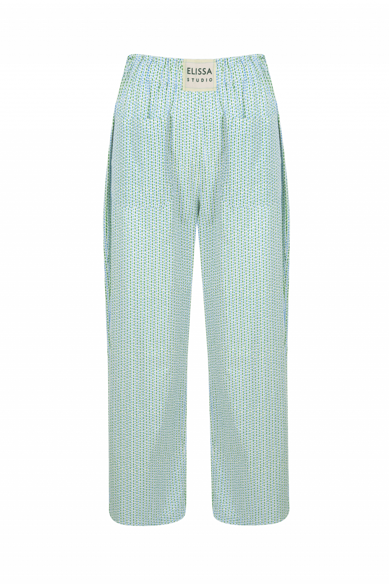 ESTELLA - Green Geometric Patterned Cotton Pants