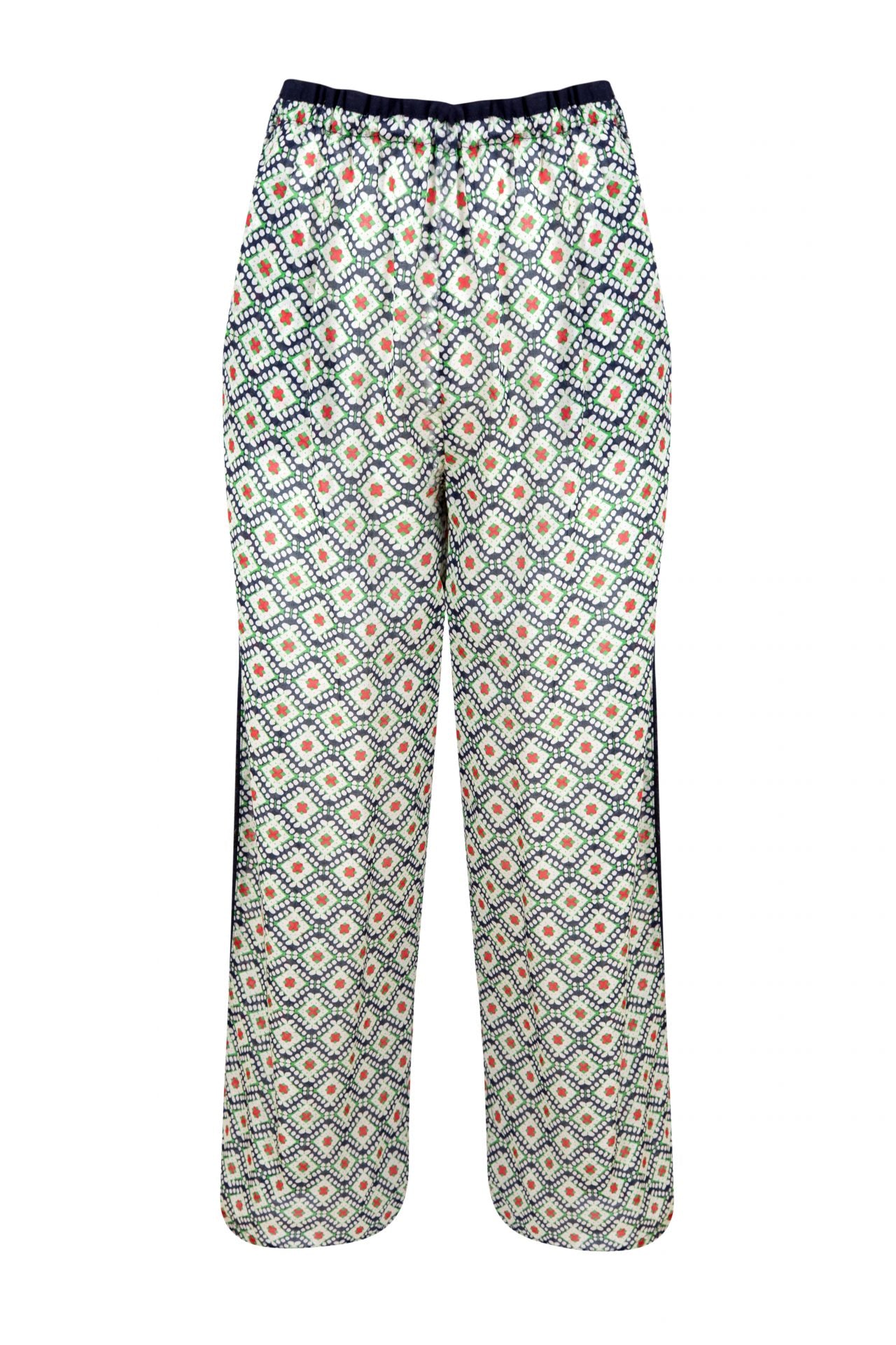 WOOD - Green Geometric Patterned Cotton Pants