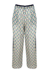 WOOD - Green Geometric Patterned Cotton Pants