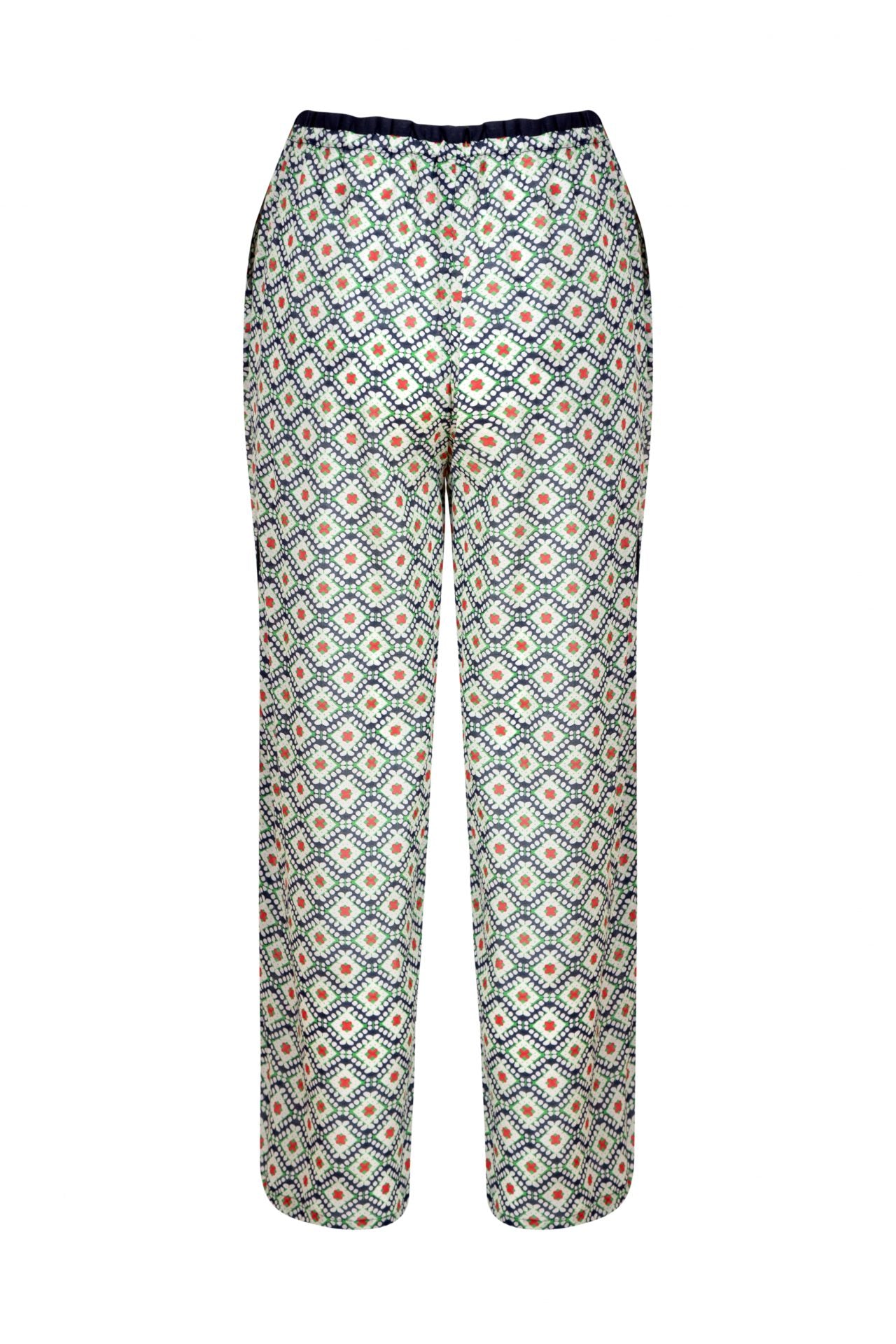 WOOD - Green Geometric Patterned Cotton Pants