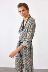 WOOD - Green Geometric Patterned Cotton Pants