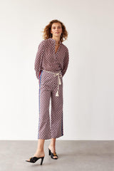 PANSY - Burgundy Ethnic Patterned Cotton Pants