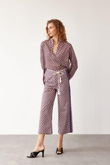 PANSY - Burgundy Ethnic Patterned Cotton Pants