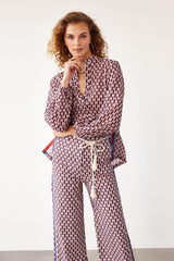 PANSY - Burgundy Ethnic Patterned Cotton Pants