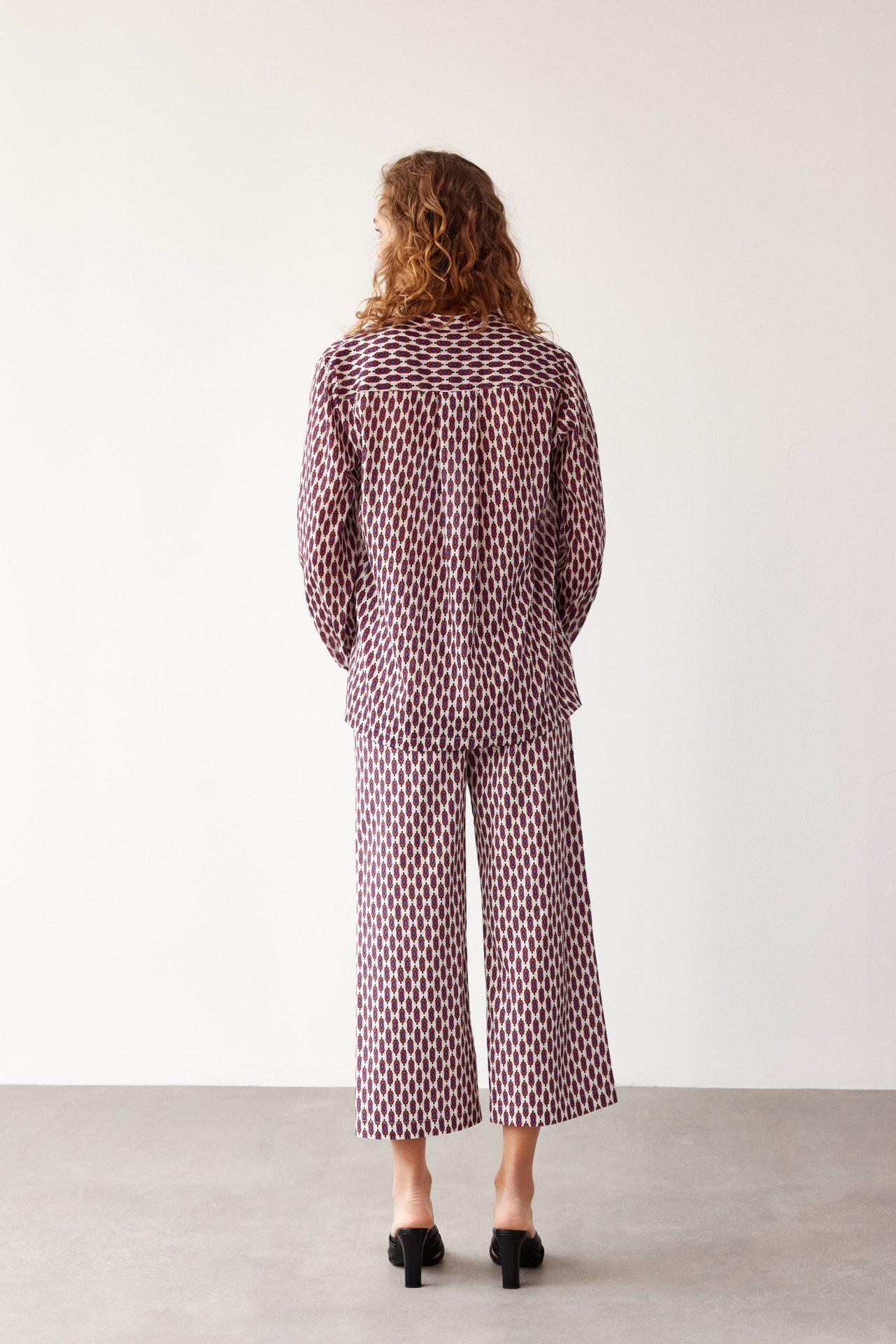 PANSY - Burgundy Ethnic Patterned Cotton Pants