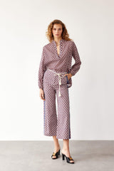 PANSY - Burgundy Ethnic Patterned Cotton Pants