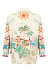 SOLEİL - Tropical Patterned Cuffed Shirt