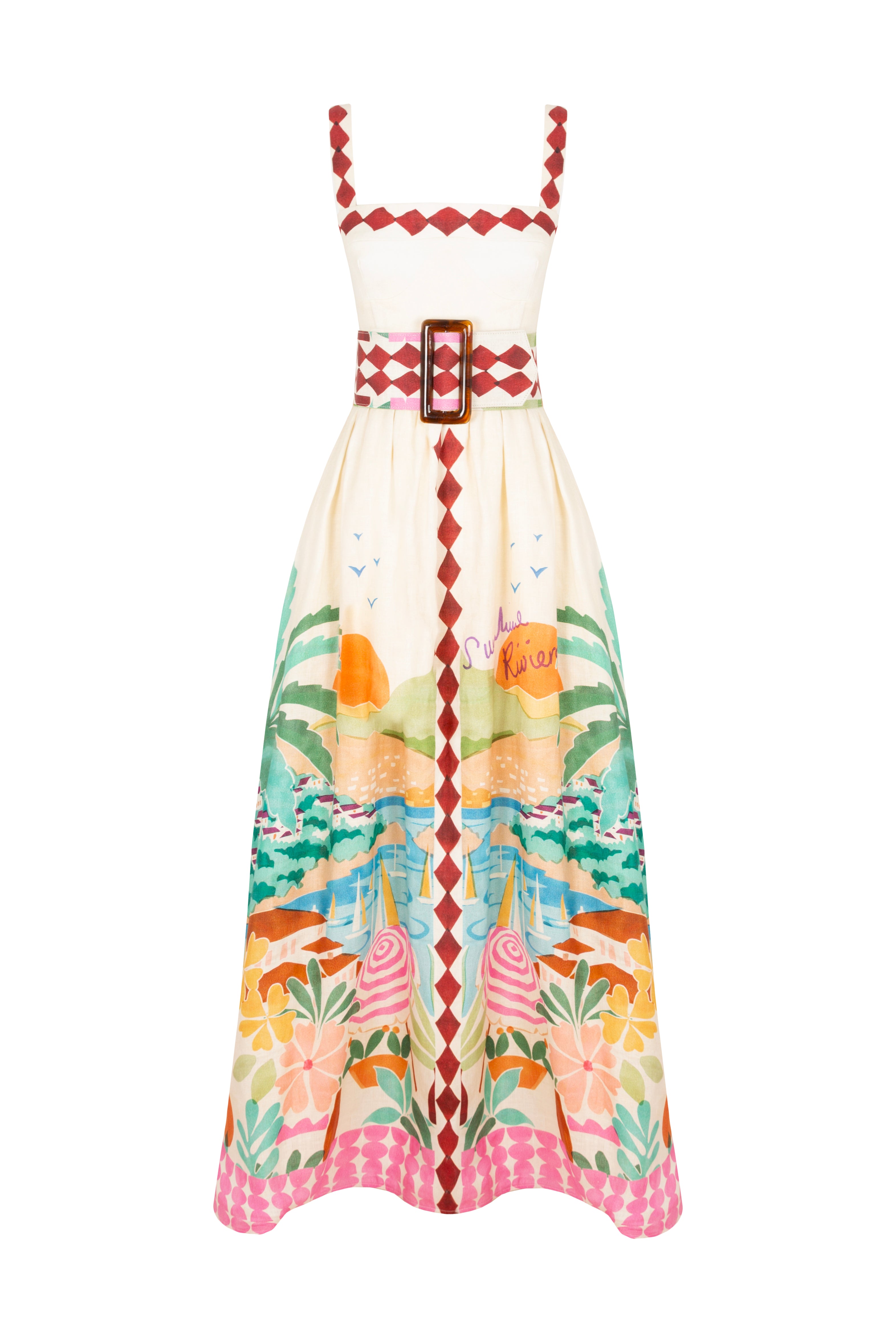 AZURE - Summer Patterned Strappy Maxi Dress
