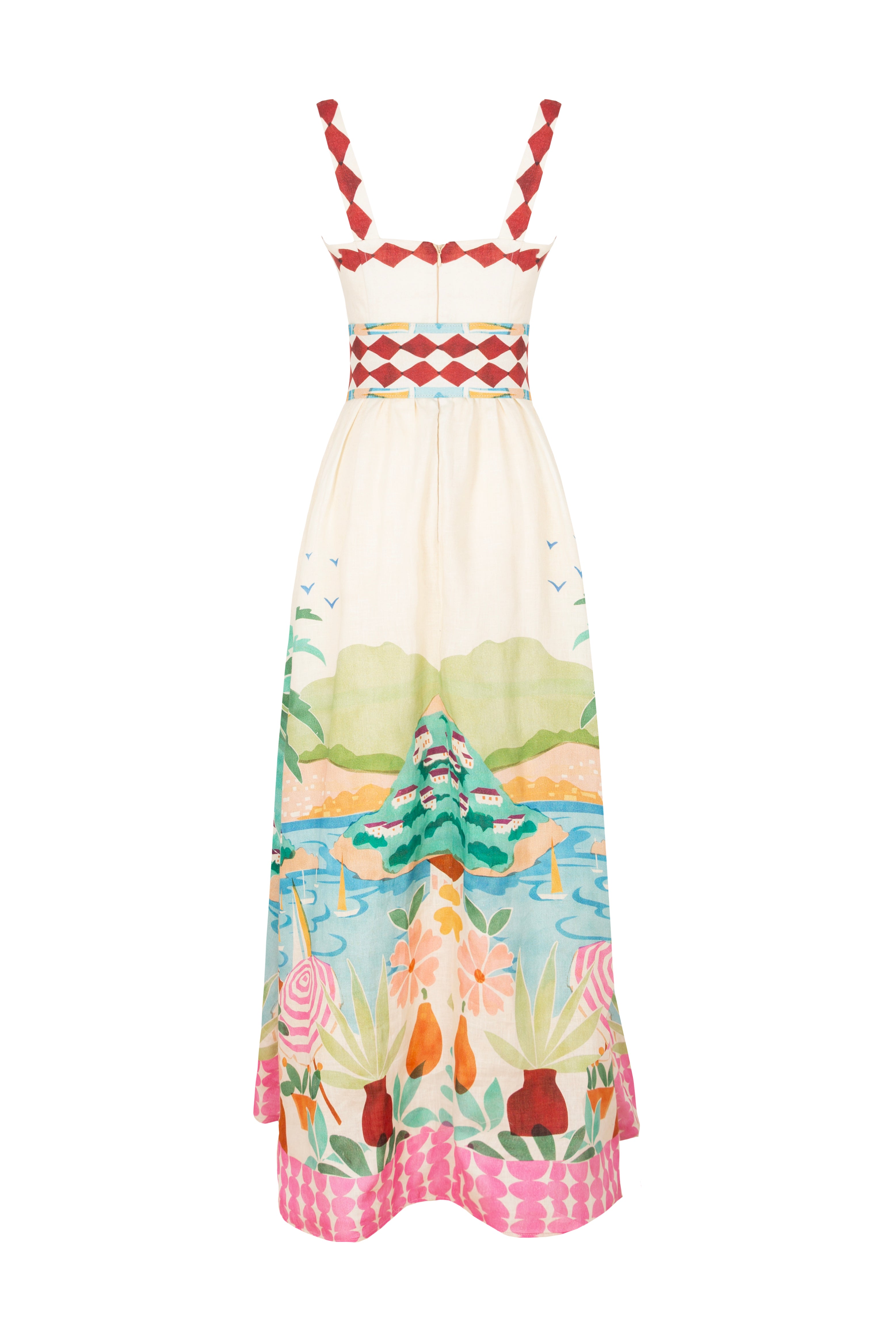 AZURE - Summer Patterned Strappy Maxi Dress