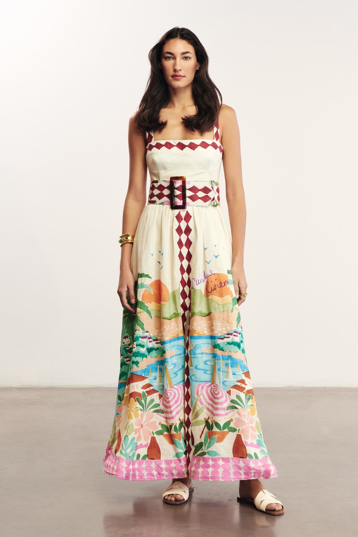 AZURE - Summer Patterned Strappy Maxi Dress