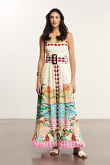 AZURE - Summer Patterned Strappy Maxi Dress