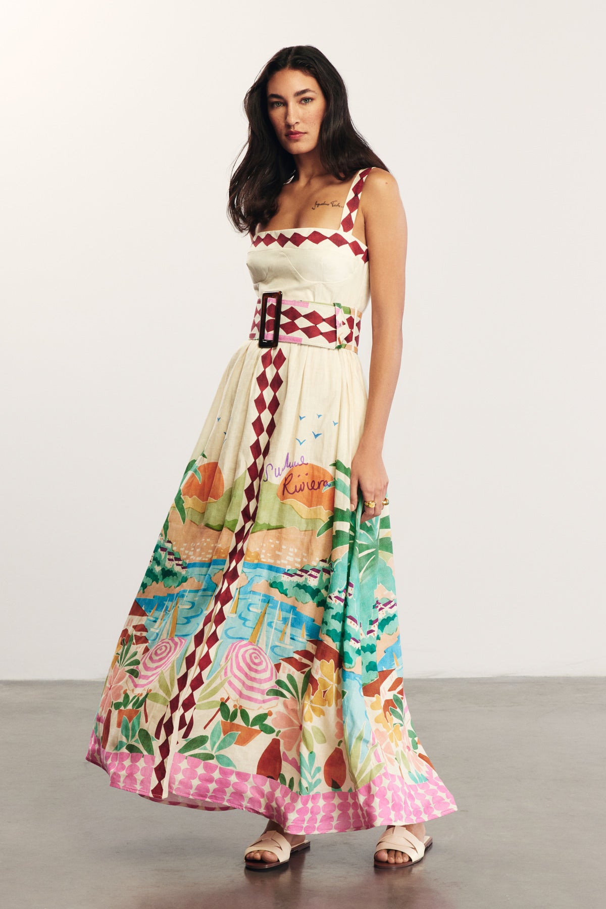 AZURE - Summer Patterned Strappy Maxi Dress