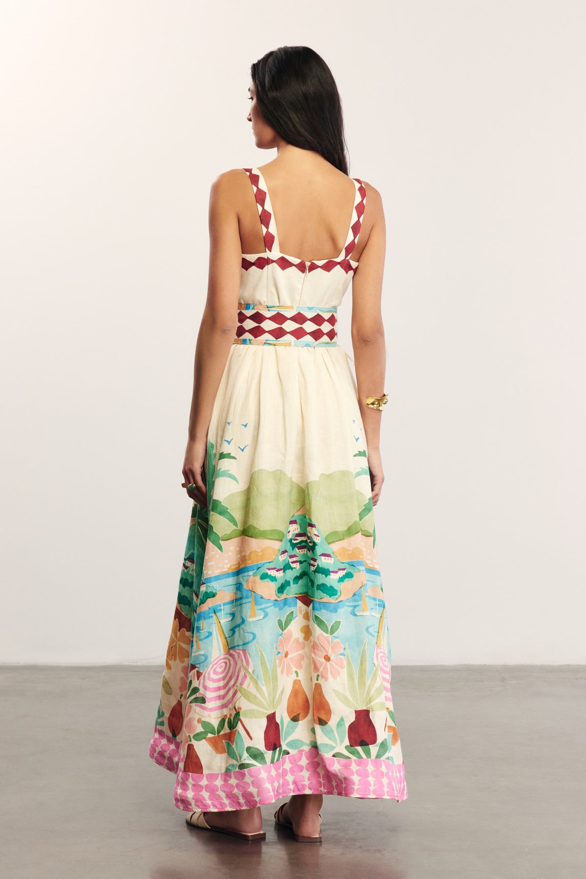 AZURE - Summer Patterned Strappy Maxi Dress