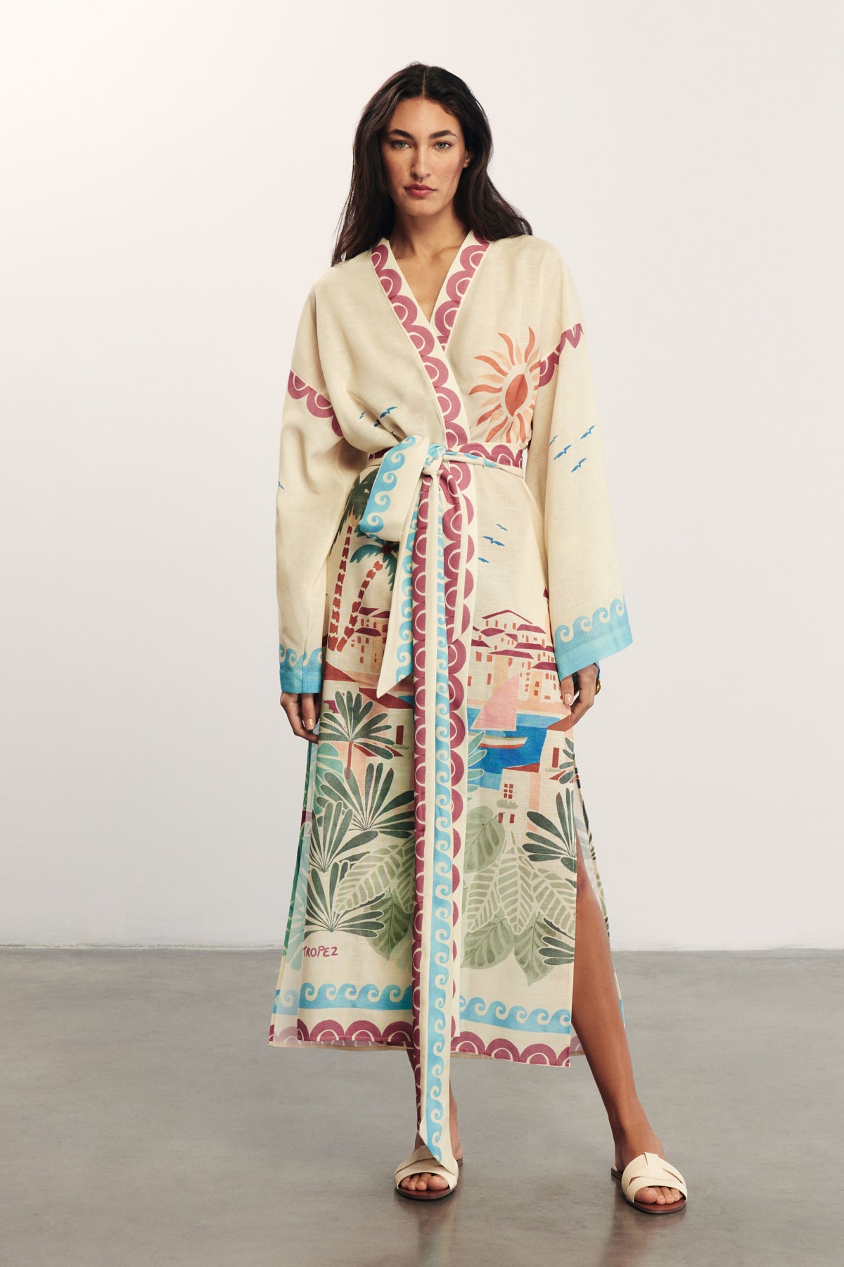 SOLEIL - Tropikal Desenli Kimono
