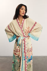 SOLEIL - Tropikal Desenli Kimono