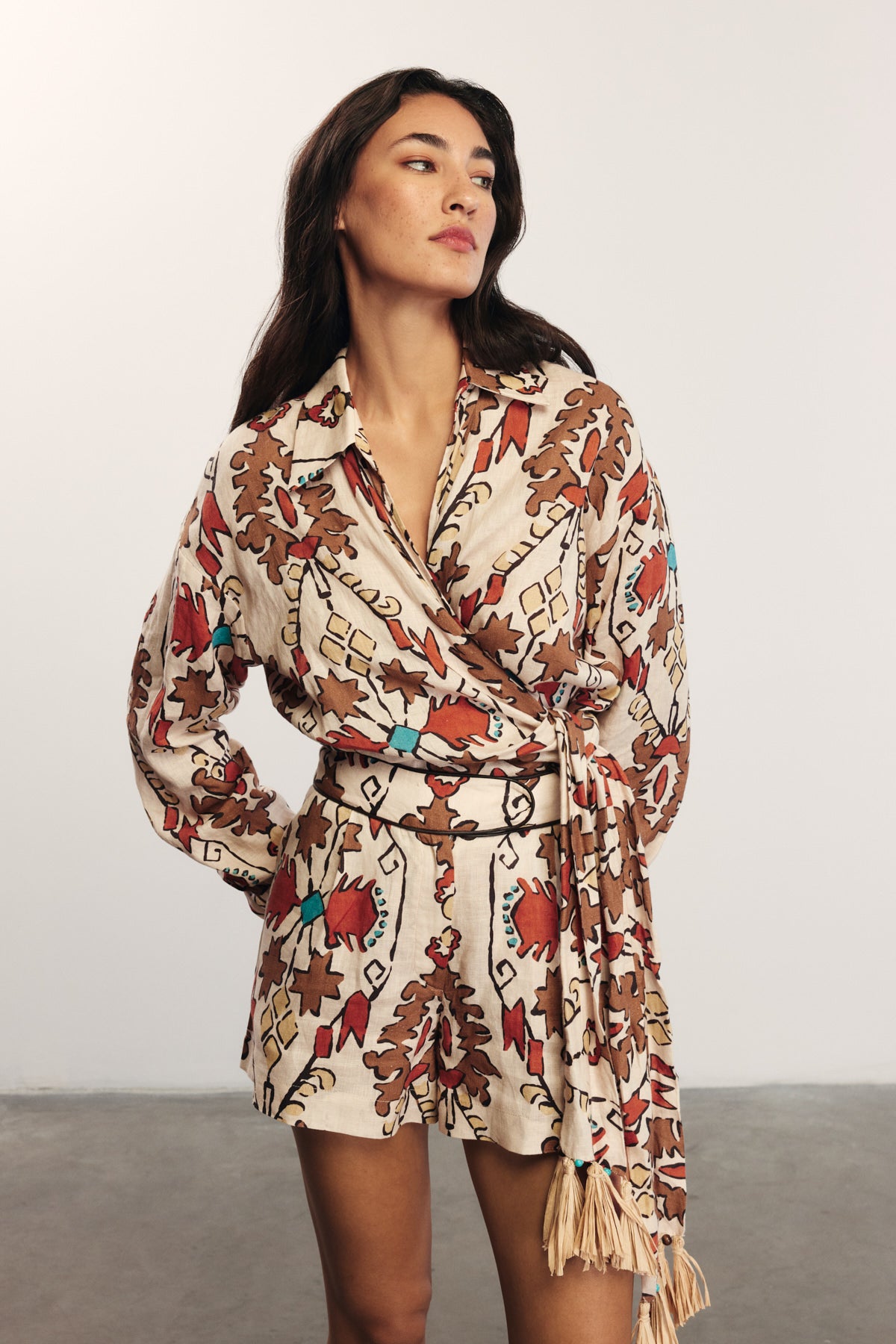 SERENA - Ethnic Patterned Linen Shorts