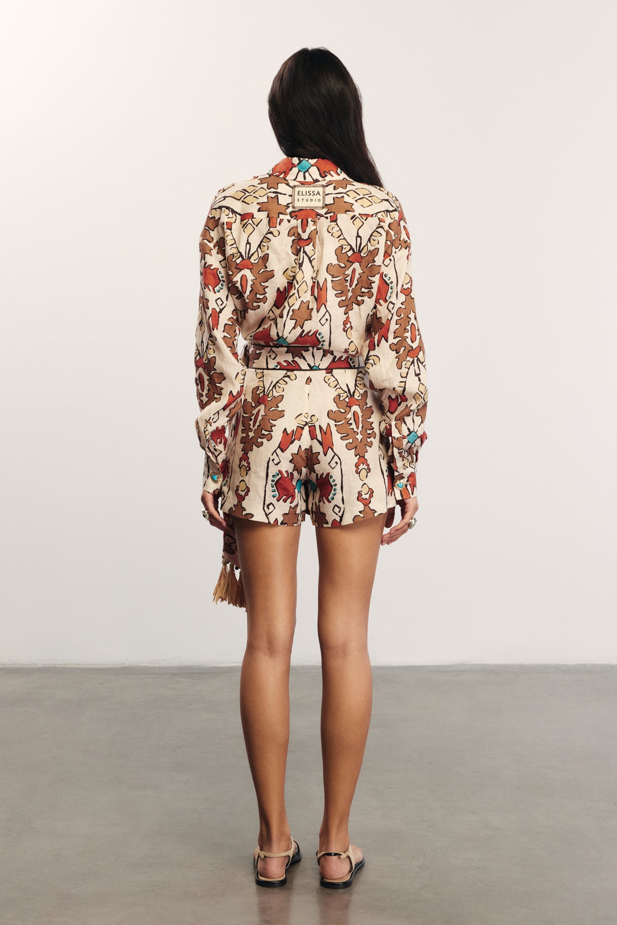 SERENA - Ethnic Patterned Linen Shorts