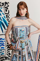 HAVANA - Patterned Strapless Maxi Dress