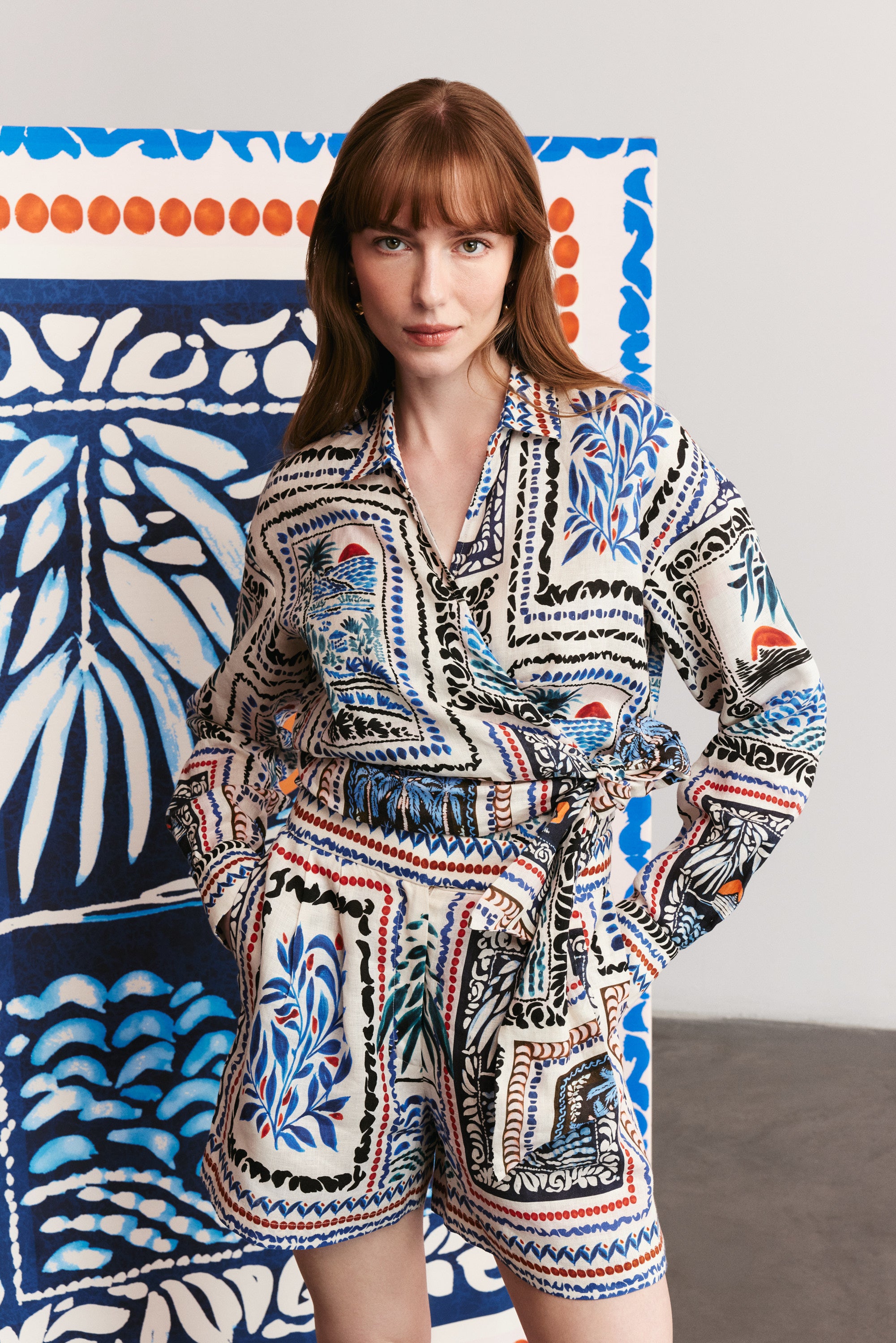 HAVANA - Patterned Linen Shorts
